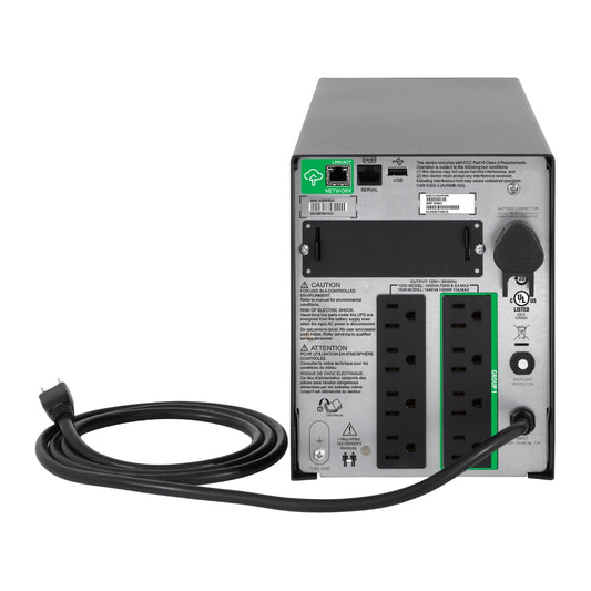 APC Smart-UPS, Line Interactive, 1500VA, Tower, 120V, 8x NEMA 5-15R outlets, SmartConnect Port+SmartSlot, AVR, LCD