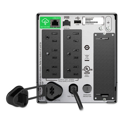APC Smart-UPS, Line Interactive, 750VA, Tower, 120V, 6x NEMA 5-15R outlets, SmartConnect Port+SmartSlot, AVR, LCD