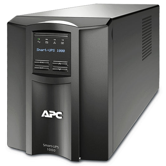 APC Smart-UPS, Line Interactive, 1000VA, Tower, 120V, 8x NEMA 5-15R outlets, SmartConnect Port+SmartSlot, AVR, LCD