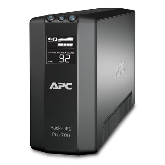 APC Back-UPS Pro, 700VA/420W, Tower, 120V, 6x NEMA 5-15R outlets, AVR, LCD, User Replaceable Battery