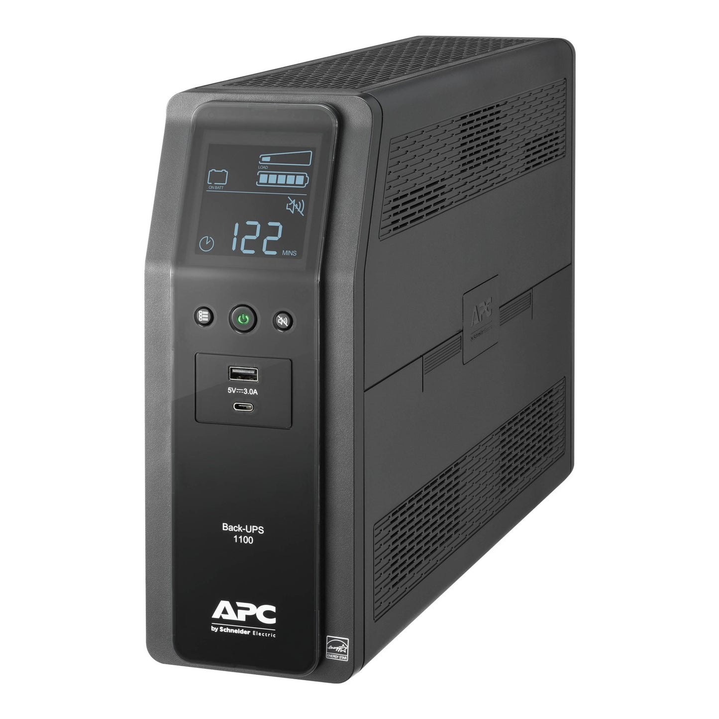 APC Back-UPS Pro BN 1100VA, 120V, AVR, LCD, 2 USB charging ports, 10 NEMA outlets (4 surge)