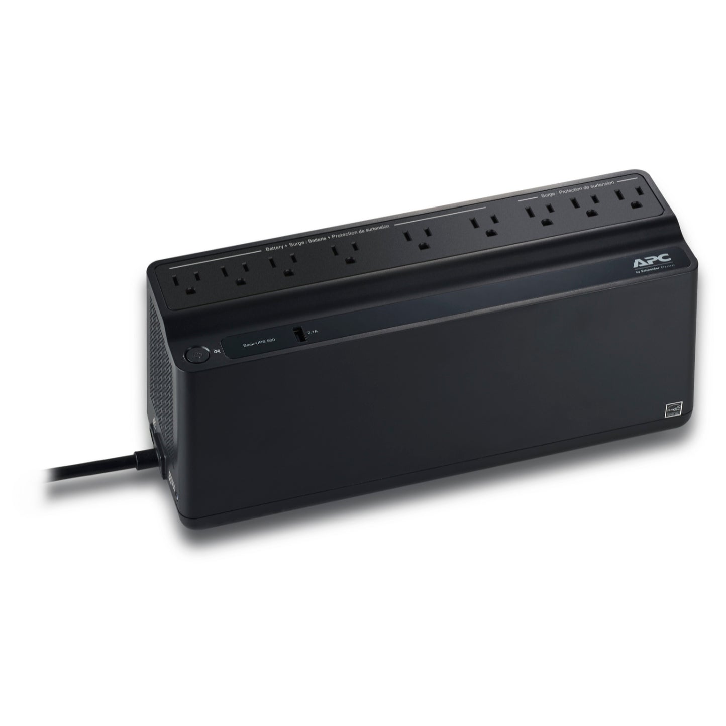 APC Back UPS, 900VA/480W, Floor/Wall Mount 120V, 9x NEMA 5-15R outlets, USB Type A Port, User Replaceable Battery