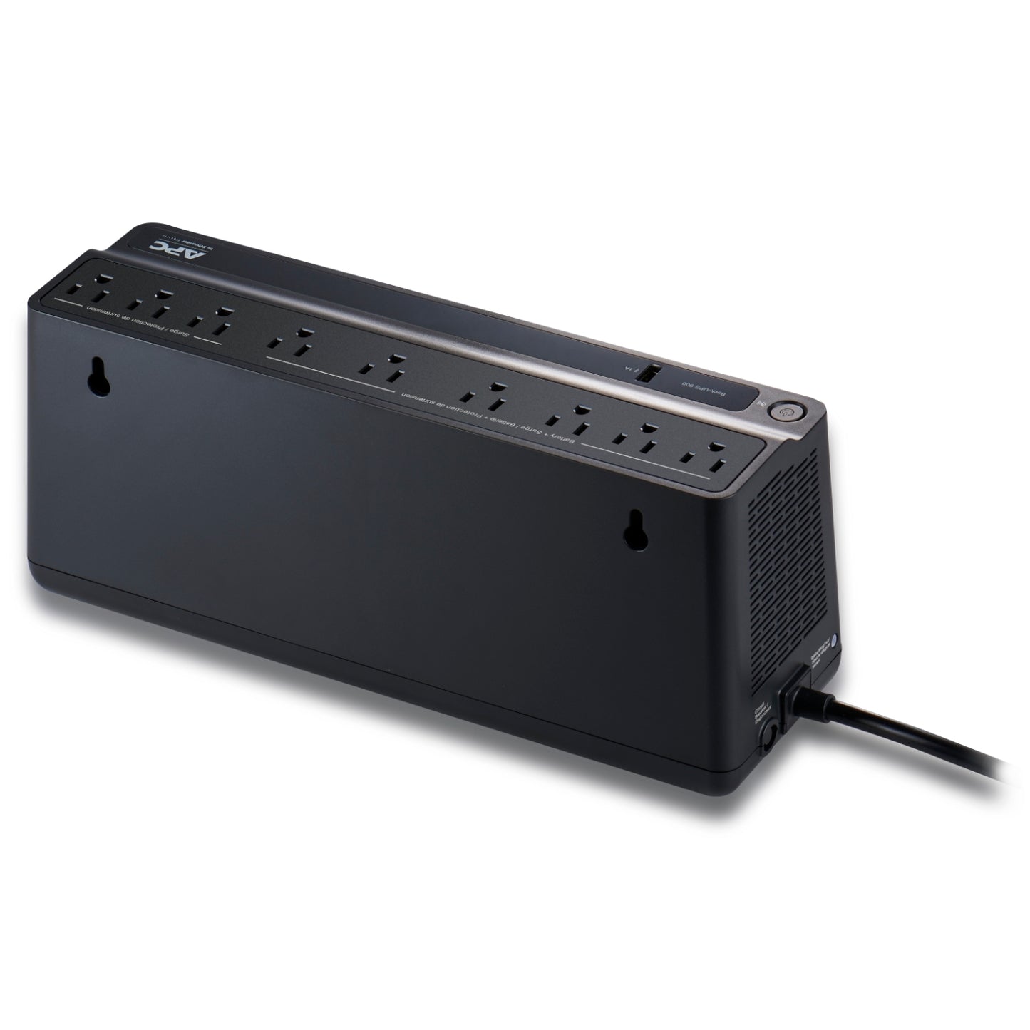 APC Back UPS, 900VA/480W, Floor/Wall Mount 120V, 9x NEMA 5-15R outlets, USB Type A Port, User Replaceable Battery