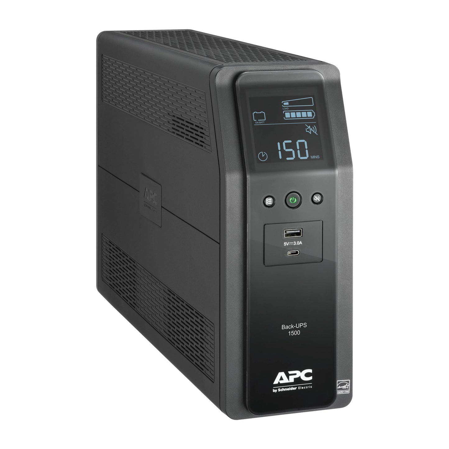 APC Back-UPS Pro, 1500VA, Tower, 120V, 10 NEMA 5-15R outlets, LCD, 1 USB Type C + 1 USB Type A ports