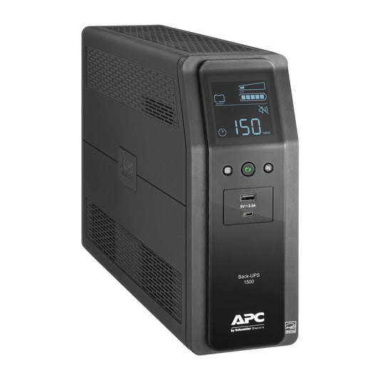 APC Back-UPS Pro, 1500VA, Tower, 120V, 10 NEMA 5-15R outlets, LCD, 1 USB Type C + 1 USB Type A ports