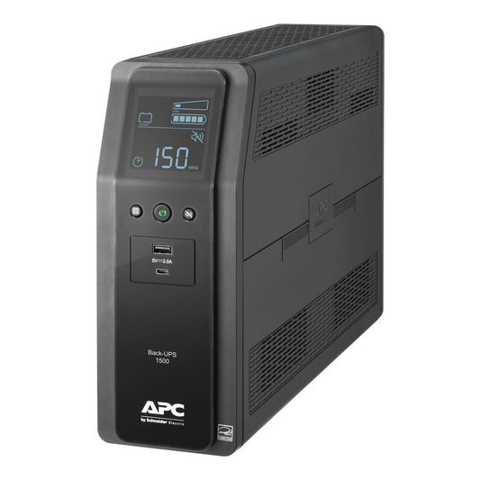 APC Back-UPS Pro, 1500VA, Tower, 120V, 10 NEMA 5-15R outlets, LCD, 1 USB Type C + 1 USB Type A ports