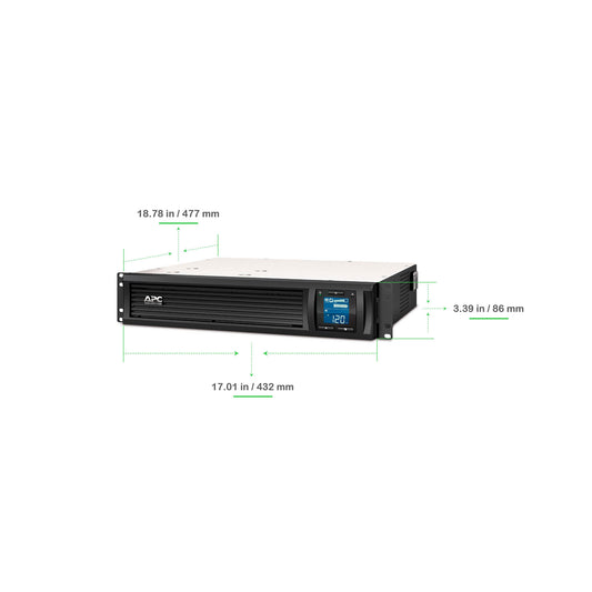APC Smart-UPS C, Line Interactive, 1440VA, Rackmount 2U, 120V, 6x NEMA 5-15R outlets, SmartConnect port, USB and Serial communication, AVR,Graphic LCD