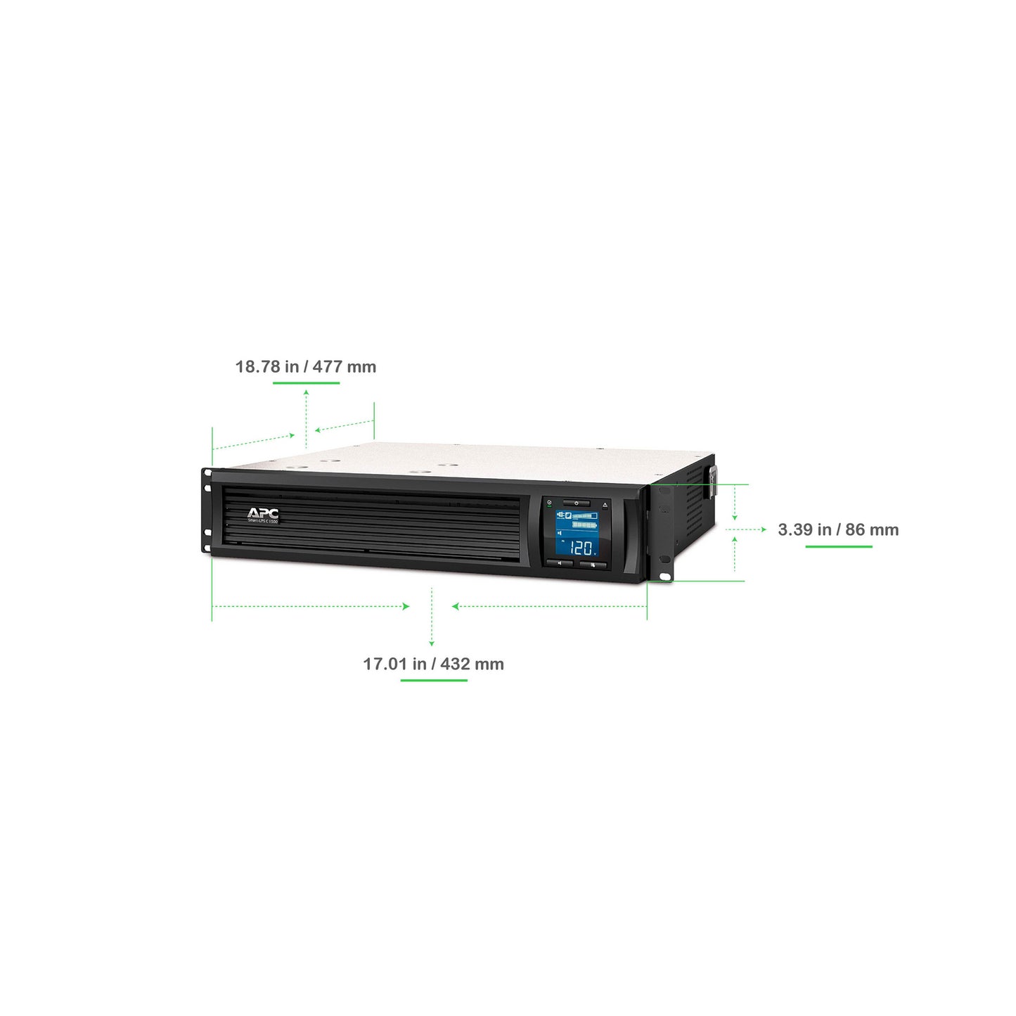 APC Smart-UPS C, Line Interactive, 1440VA, Rackmount 2U, 120V, 6x NEMA 5-15R outlets, SmartConnect port, USB and Serial communication, AVR,Graphic LCD