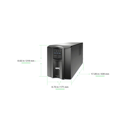 APC Smart-UPS, Line Interactive, 1500VA, Tower, 120V, 8x NEMA 5-15R outlets, SmartConnect Port+SmartSlot, AVR, LCD