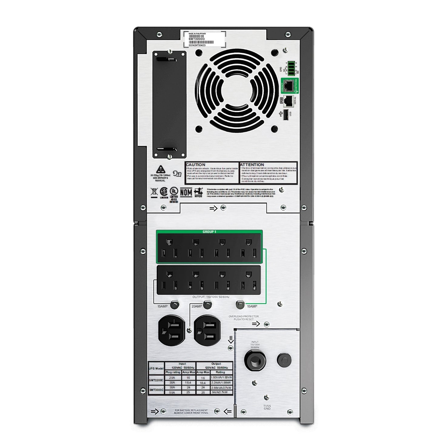 APC Smart-UPS, Line Interactive, 2200VA, Tower, 120V, 8x NEMA 5-15R+2x NEMA 5-20R outlets, SmartConnect Port+SmartSlot, AVR, LCD