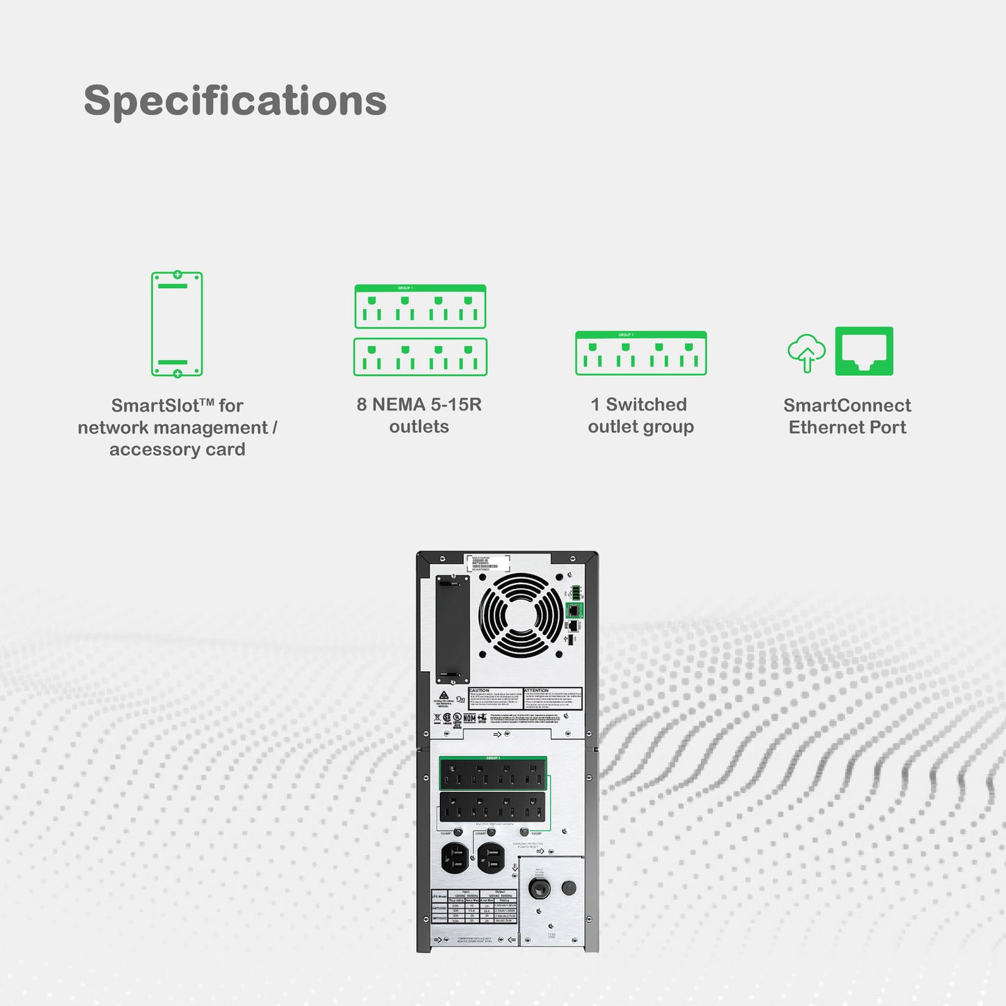 APC Smart-UPS, Line Interactive, 2200VA, Tower, 120V, 8x NEMA 5-15R+2x NEMA 5-20R outlets, SmartConnect Port+SmartSlot, AVR, LCD