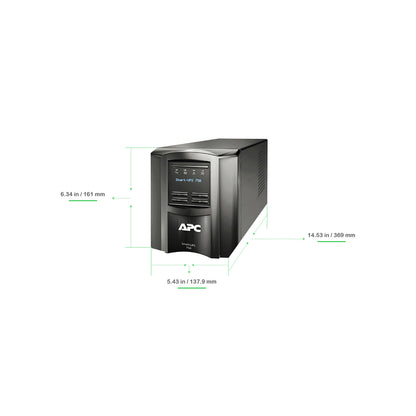 APC Smart-UPS, Line Interactive, 750VA, Tower, 120V, 6x NEMA 5-15R outlets, SmartConnect Port+SmartSlot, AVR, LCD