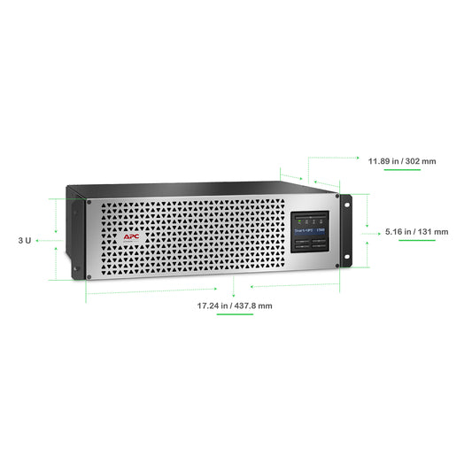 APC Smart-UPS, Line Interactive, 1500VA, Lithium-ion, Rackmount 3U, 120V, 6x NEMA 5-15R outlets, SmartConnect Port+Network Card, Short Depth, AVR, LCD