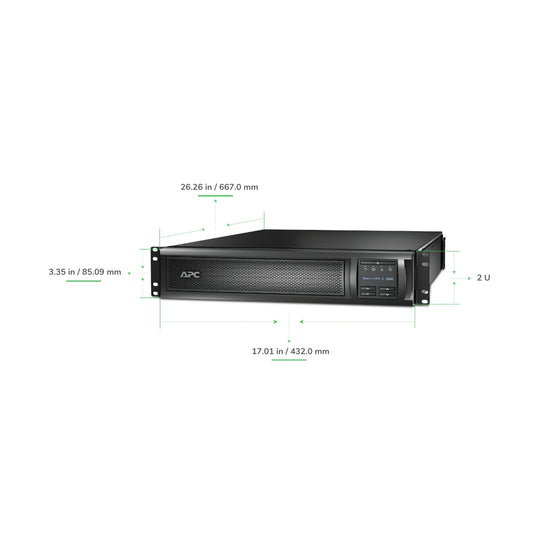 APC Smart-UPS X, Line Interactive, 2000VA, Rack/tower convertible 2U, 120V, 3x 5-15R+3x 5-20R+1x L5-20R NEMA, SmartSlot, Extended runtime